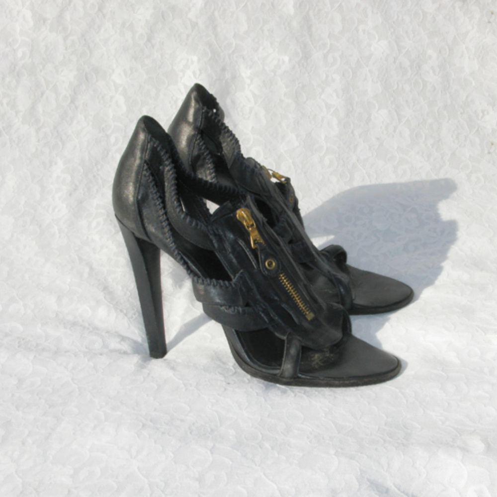 AUTHENTIC Balenciaga Black Bondage Leather High Heels - Picture 7 of 14